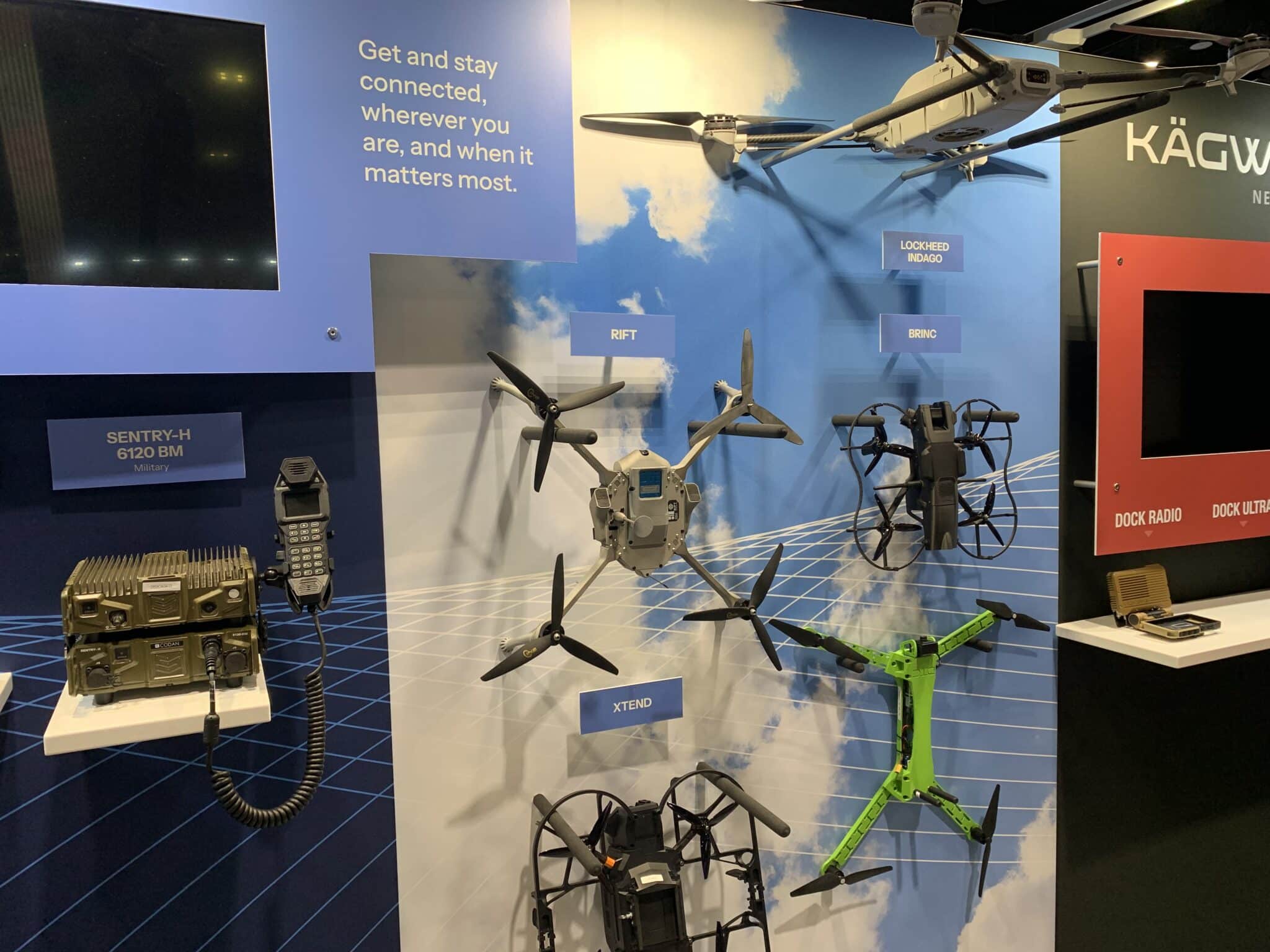 The DTC trade show booth showing the mounted products using the myWall system.